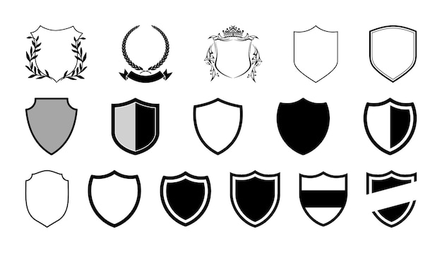 Vector shield icons set