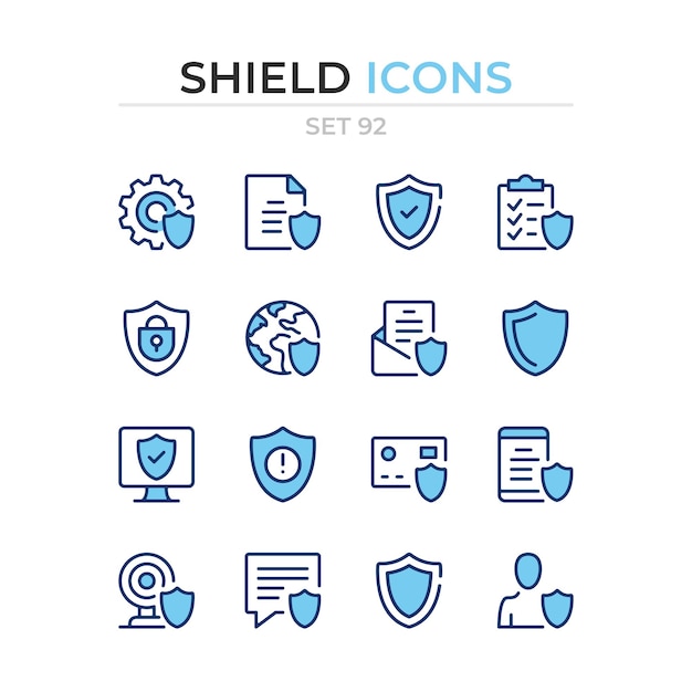 Shield icons Vector line icons set Premium quality Simple thin line design Modern outline symbol