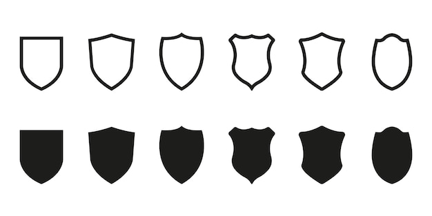 Shield icons vector set Different shields collection Security sumbol Design elements for concept