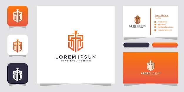 Shield, initial ss logo template and business card