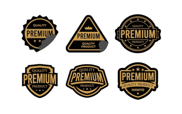 Vector shield label badge premium quality product medals realistic flat labels badges