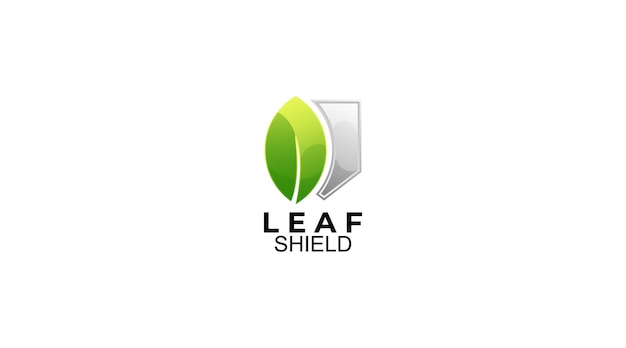 Shield and leaf logo design template, nature protection symbol, eco protect icon - Vector