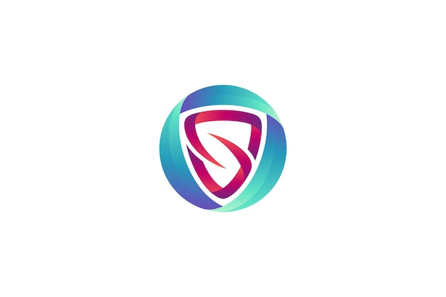 Shield letter S in circle shape shielding vector icon template world secure symbol