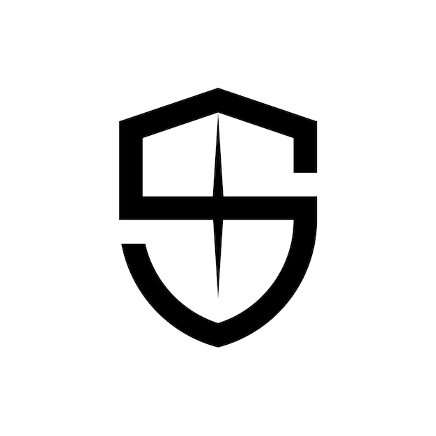 Shield letter S Security safety service logo simple outline