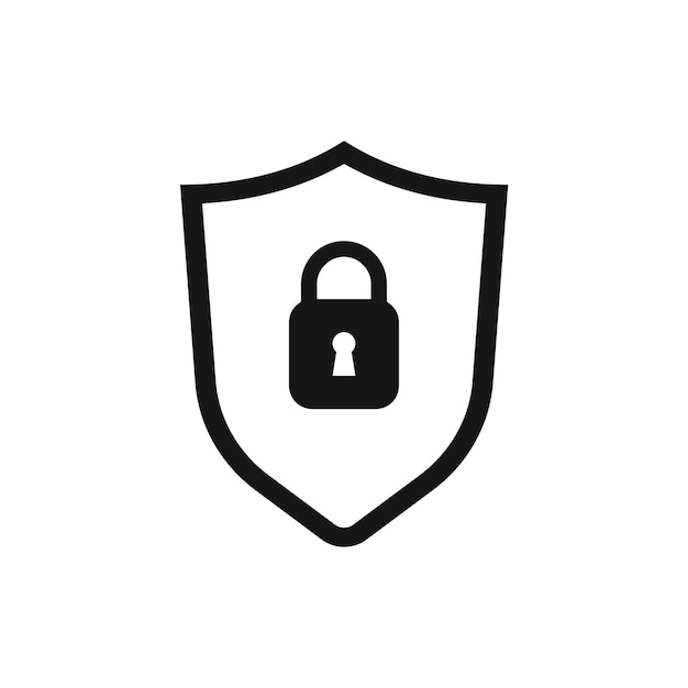 Shield lock icon for site design Isolated vector sign