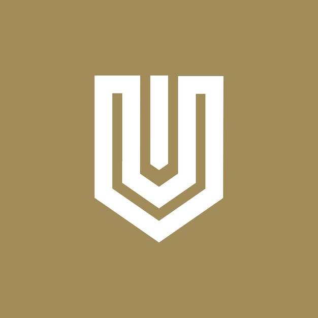 Vettore idea vettoriale dell'elemento di progettazione del logo dello scudo con concetto creativo della lettera u