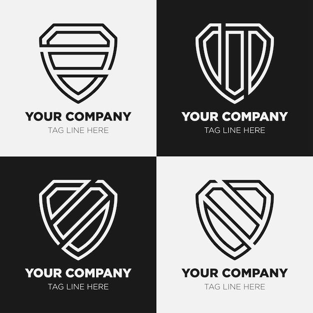 Shield logo icon template collection set design generic line style