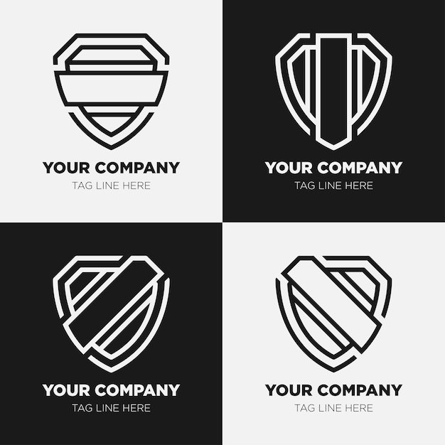 Shield logo icon template collection set design generic line style