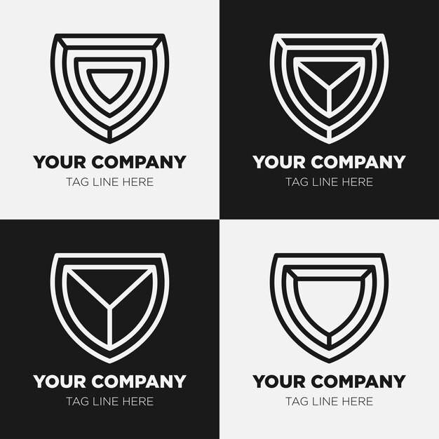 Shield logo icon template collection set design generic line style