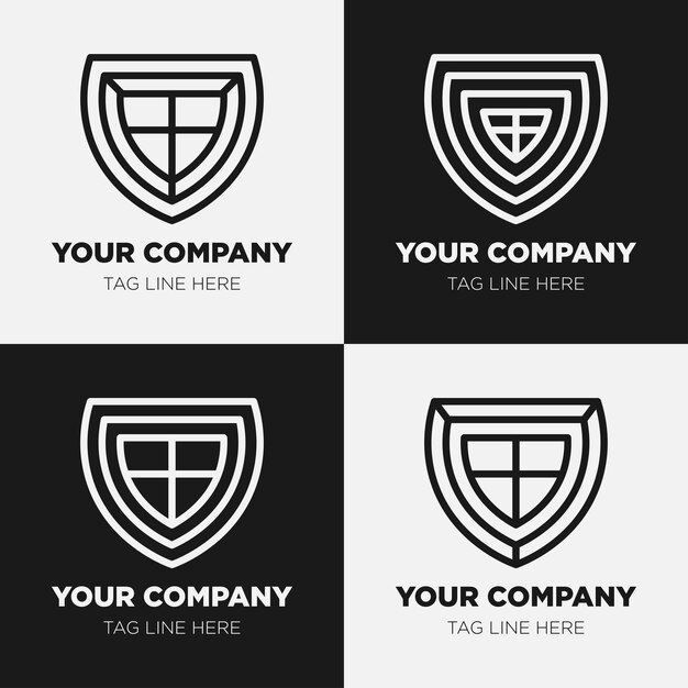 Shield logo icon template collection set design generic line style