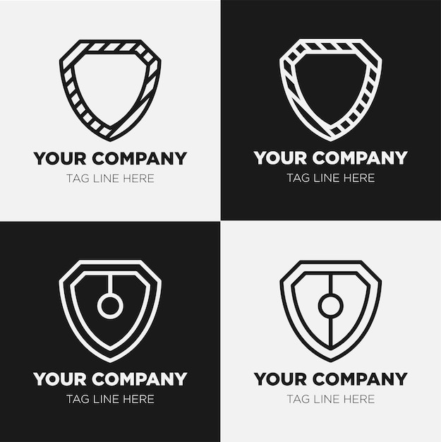 Vector shield logo icon template collection set design generic line style