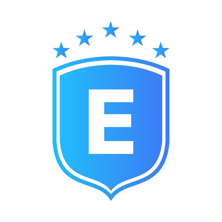 Vector shield logo on letter e vector letter e shield security logo protection symbol vector sign design