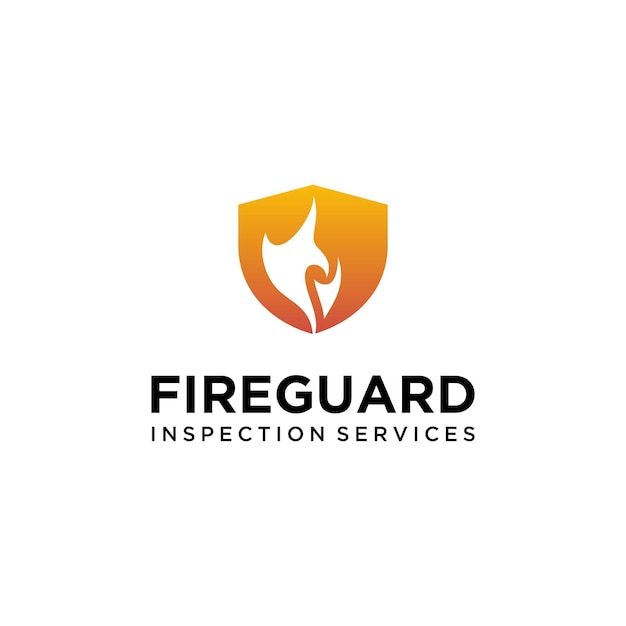 Shield Logo met Fire Guard Logo Vector Abstract