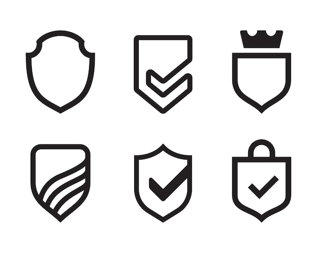 Shield logo protection security icon set