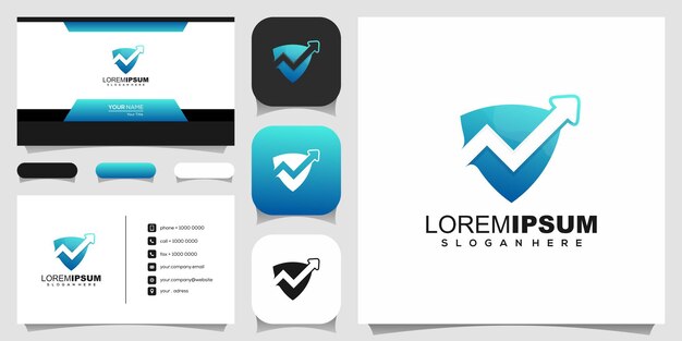 矢印のデザインテンプレートと盾のロゴ