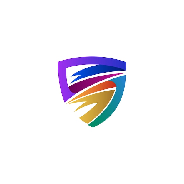 Shield logo with colorful paint icon template, Crystal logo