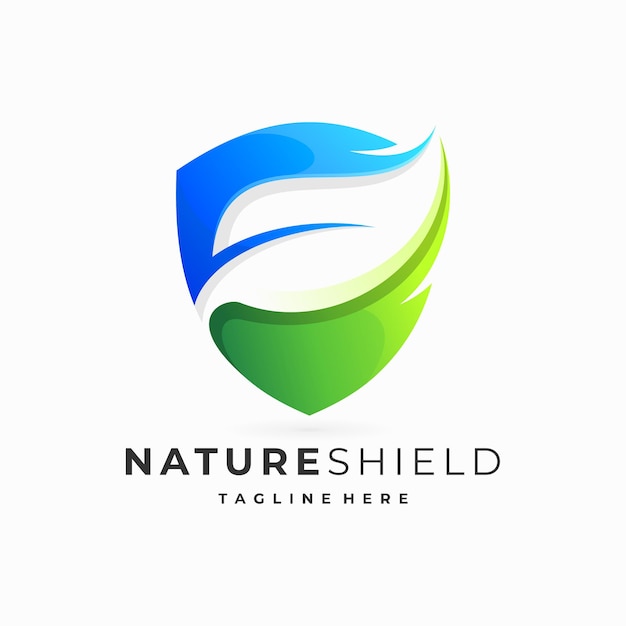 shield logo with leaf shapes combination