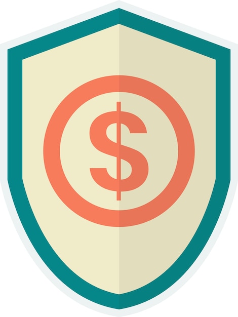 Vector shield and money illustration in minimal style