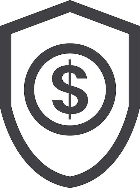 Vector shield and money illustration in minimal style