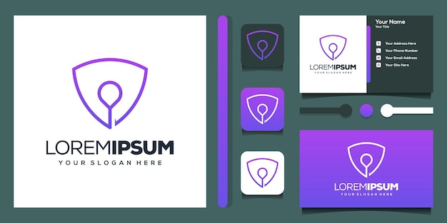 shield and pin modern logo design