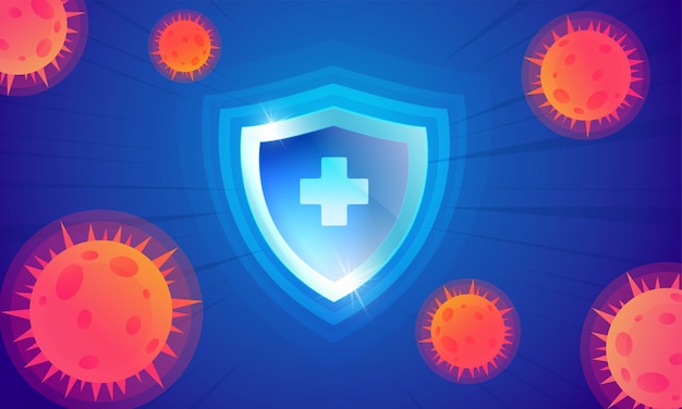 Shield protecting novel coronavirus  to enter. Healthcare medicine protected boost Immunity