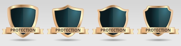 Shield protection icon set safety security