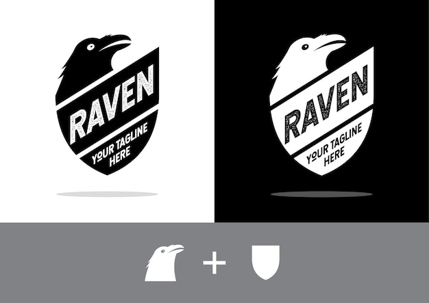 Shield and raven. shield with a black raven.