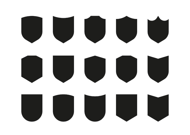 Shield of secure protect line icon set Shield guarantee privacy medical safety Armor in fight