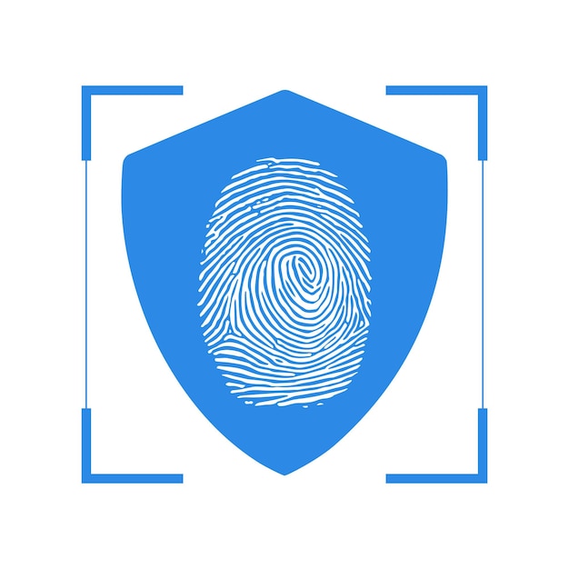 Shield Security with Thumb Fingerprint Scanning Bar Vector Illustration