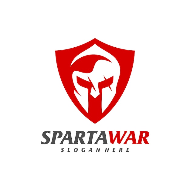 Shield Spartan Warrior Logo Vector Spartan Helmet Logo design template Creative icon symbol