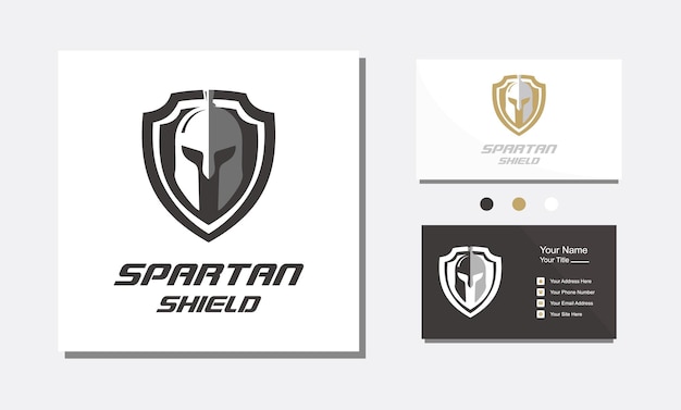 Shield spartan warrior symbol logo design icon vector