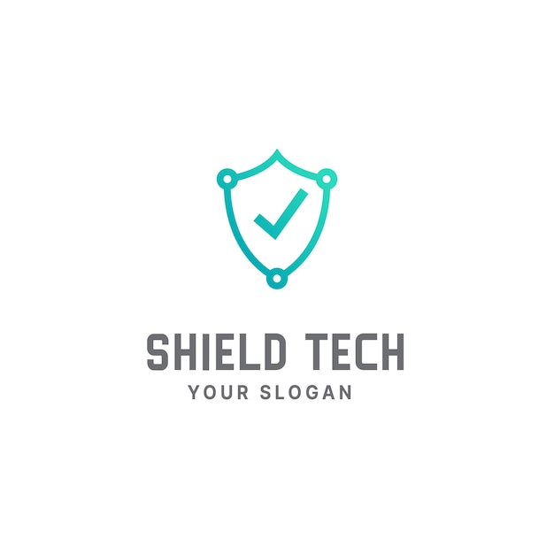 Shield tech logo design template cyber security tech logo shield logo