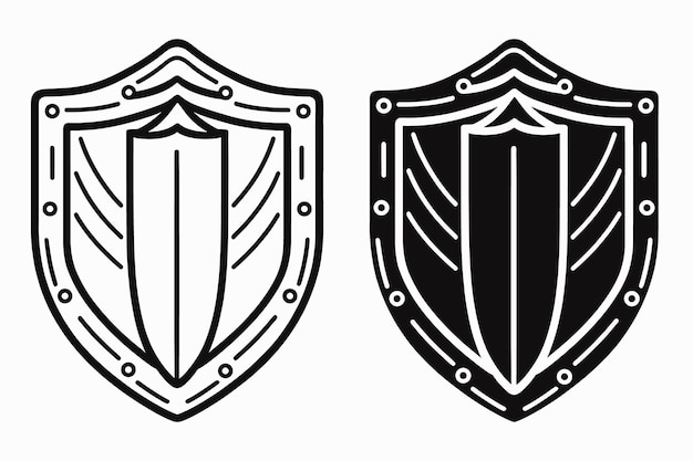 Shield vector Shield outline style line art medieval shield Royal shield heraldic shield