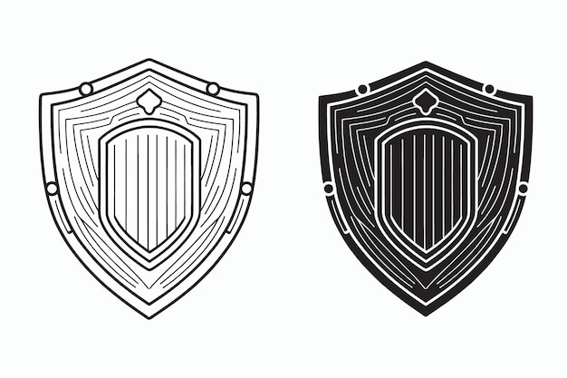 Shield vector Shield outline style line art medieval shield Royal shield heraldic shield