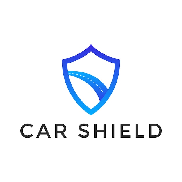 Shield way road logo design vector template