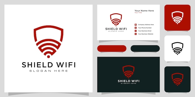 Shield wifi-logo ontwerp en visitekaartje business