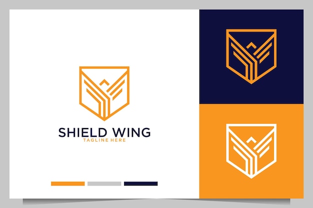 Shield wing modern logo design