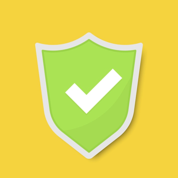 Shield with check mark icon on yellow background