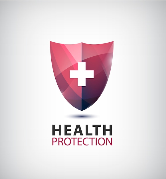 Vector shield with cross isolated illustration