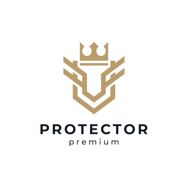 Vector shield with crown and wings for security logo design