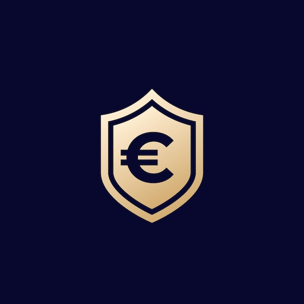 Shield with euro icon, vector