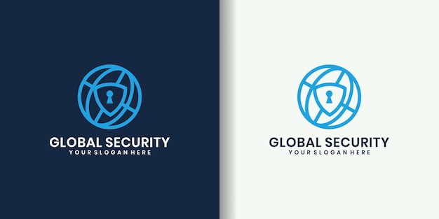 Shield with globe logo design and business