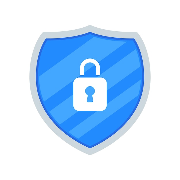 Shield With Padlock Blue