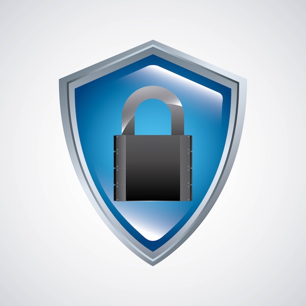 Shield with padlock security icon