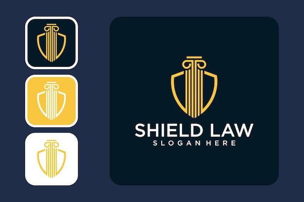 shield with pillar logo design modern