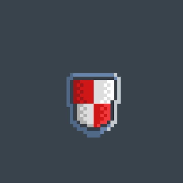 shield with red and white motif in pixel style