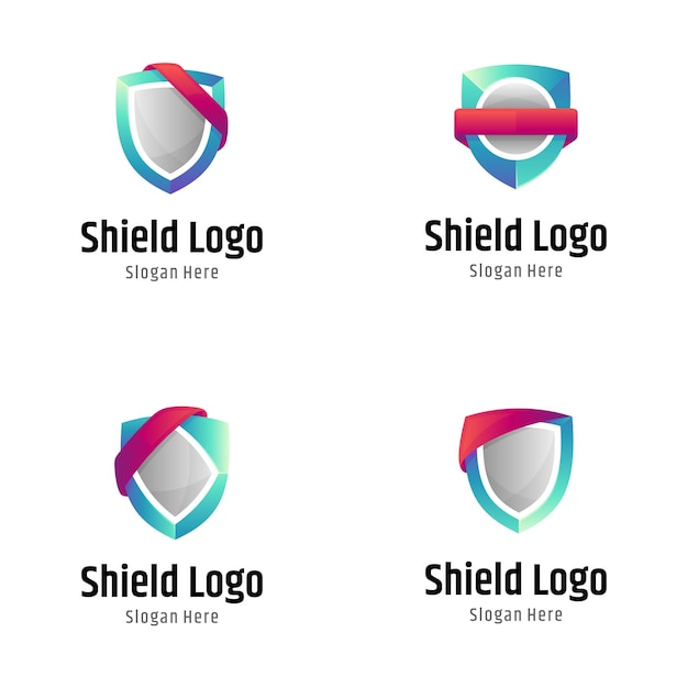 Shield with ribbon logo template collection