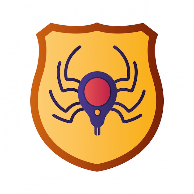 shield with spider isolated icons