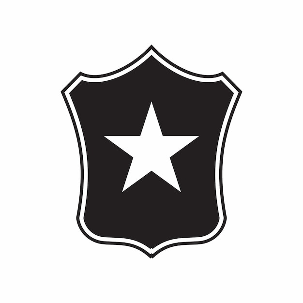 白い背景に分離されたシンプルなスタイルの星のアイコンを持つ盾戦争のシンボル