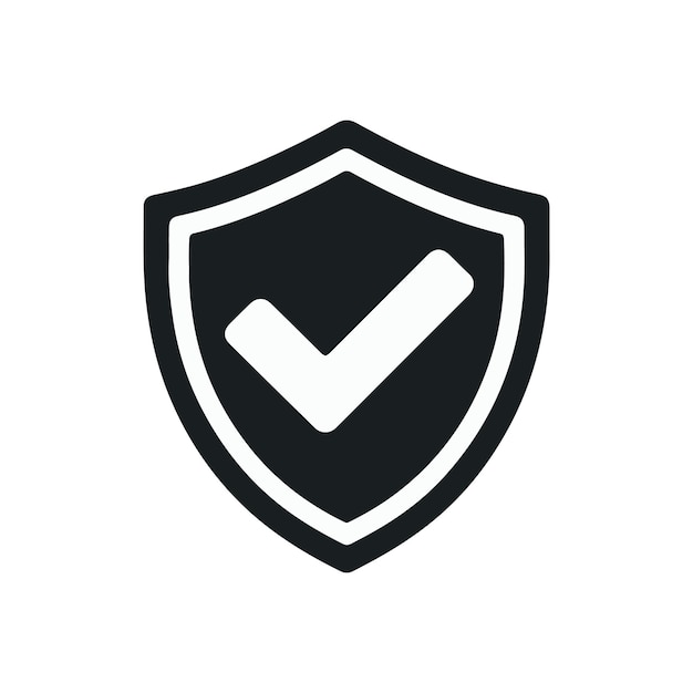 Vector a shield with a white background and a check mark on it